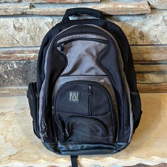 Ful Free Fallin' 19" Black Laptop Backpack - Picture 1 of 12